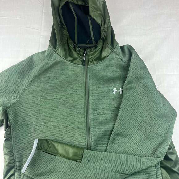 Under Armour Men's XL ColdGear Fleece Full Zip Hoodie Marine OD Green - Picture 1 of 13